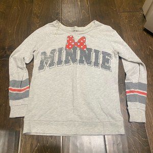 Women's Walt Disney World Gray Minnie Mouse Long Sleeve Pullover, Size S